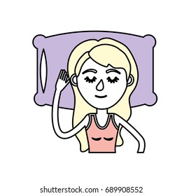 woman with hairstyle desing sleeping
