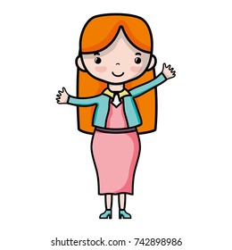 woman with hairstyle and elegant clothes design