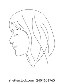 Woman and hairstyle, fashion concept, female beauty, vector illustration for beauty salon, advertising, contemporary art. Vector illustration
