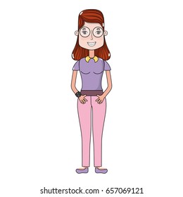 woman with hairstyle and glasses