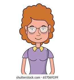 woman with hairstyle and glasses