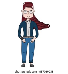 woman with hairstyle and glasses