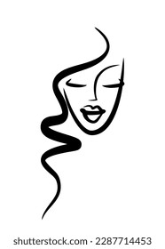 Woman hairstyle icon. Logo beauty salon, make-up. Cosmetology emblem
