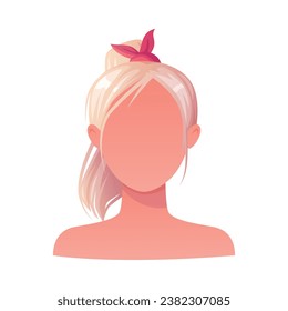 Woman Hairstyle with Long Blonde Hair Ponytail Type with Head and Neck Portrait Vector Illustration