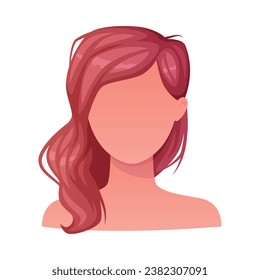 Woman Hairstyle with Long Brown Hair with Fringe Type with Head and Neck Portrait Vector Illustration