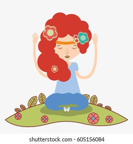woman with hairstyle and meditation