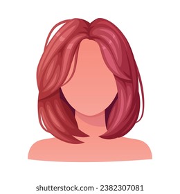 Woman Hairstyle with Medium Sized Brown Hair Type with Head and Neck Portrait Vector Illustration