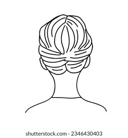 Woman hairstyle portrait backward doodle line art coloring page