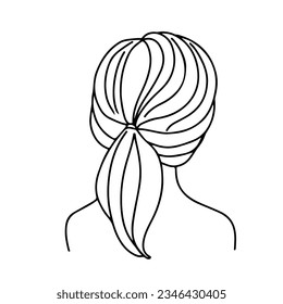 Woman hairstyle portrait backward doodle line art coloring page