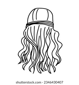 Woman hairstyle portrait backward doodle line art coloring page