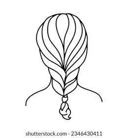 Woman hairstyle portrait backward doodle line art coloring page