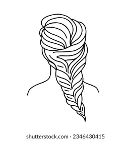 Woman hairstyle portrait backward doodle line art coloring page