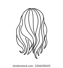 Woman hairstyle portrait backward doodle line art coloring page