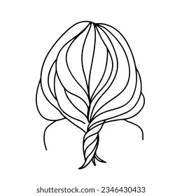 Woman hairstyle portrait backward doodle line art coloring page