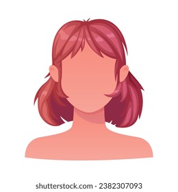 Woman Hairstyle with Short Brown Hair with Fringe Type with Head and Neck Portrait Vector Illustration