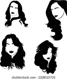 Woman Hairstyle Silhouettes Vector Artwork. This is an eps file.