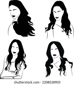 Woman Hairstyle Silhouettes Vector Artwork. This is an eps file.