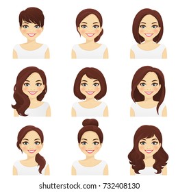 Woman Hairstyles Set