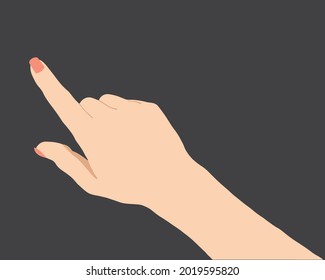 Woman Hand About To Tap Our Touch A Screen, Button, Tablet, Phone Or Object. Painted Fingernails, Friendly And Approachable. Creative Illustration