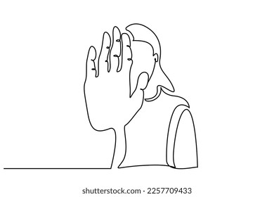 woman hand arm stop show serious line drawing