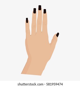 Woman hand back side. Isolated on white background. Flat vector stock illustration