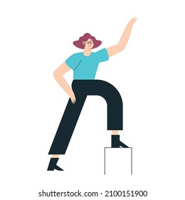 woman with hand up character