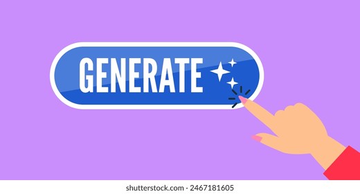 woman hand click generate button artificial intelligence technology concept vector illustration