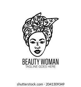 woman hand drawn design logo vector
