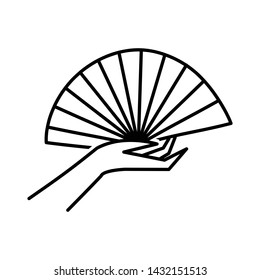 Woman hand, fan. Illustration vector icon