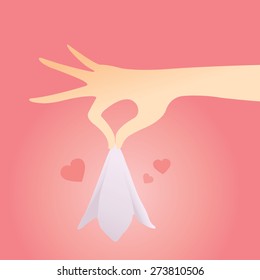 Woman hand flirting with handkerchiefs, vector illustration