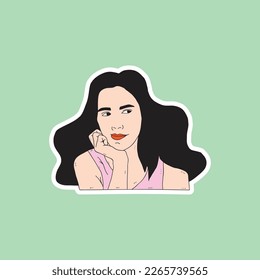 woman and hand gesture on chin