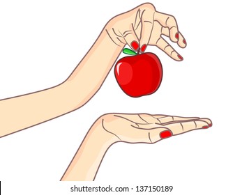 Woman hand holding apple