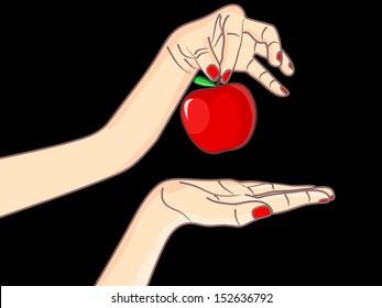 Woman hand holding apple 