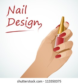 Woman hand holding a bottle with nail lacquer