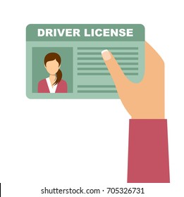 Woman hand holding car driving license. Vector