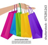 Woman Hand Holding Colorful Shopping Bag, Business Concept