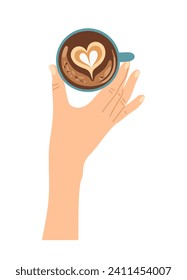 Woman hand holding cup with coffee vector isolated