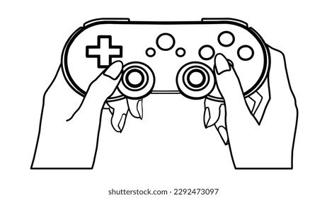 woman hand holding game controller illustration