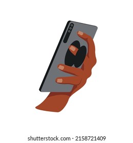 woman hand holding mobile phone icon