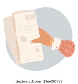 Woman hand holding a newspaper. Busy working days concept.