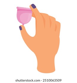 Woman hand holding a pink menstrual cup, illustrating the concept of feminine hygiene and sustainable menstruation