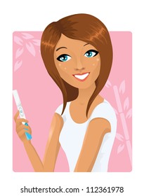 Woman hand holding a positive pregnancy test