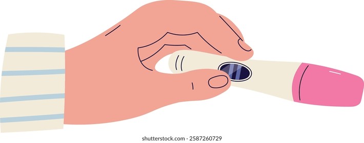 Woman Hand Holding Positive Pregnancy Test Vector Illustration
