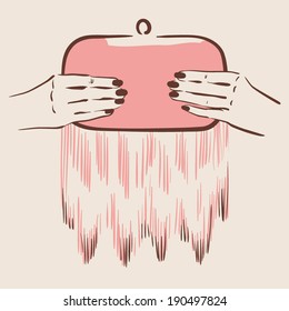 woman hand holding a stylish bag vector illustration eps 10