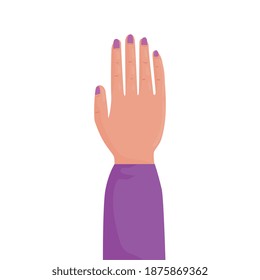 woman hand human protesting sheelve purple vector illustration design