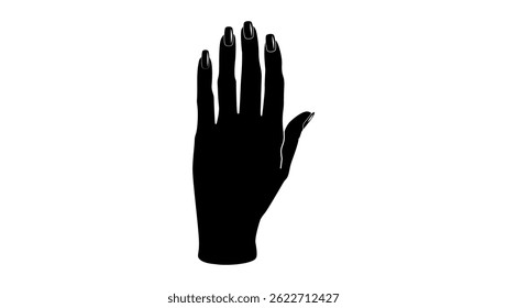 woman hand with nail polish, black isolated silhouette
