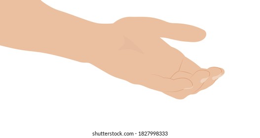 Woman hand on white background, flat design vector illustration