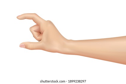 Woman hand on white background, realistic vector illustration