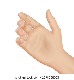 Woman hand on white background, realistic vector illustration
