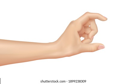 Woman hand on white background, realistic vector illustration